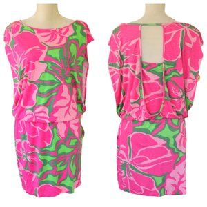TORI RICHARD Layered Blouson Floral Jersey Dress